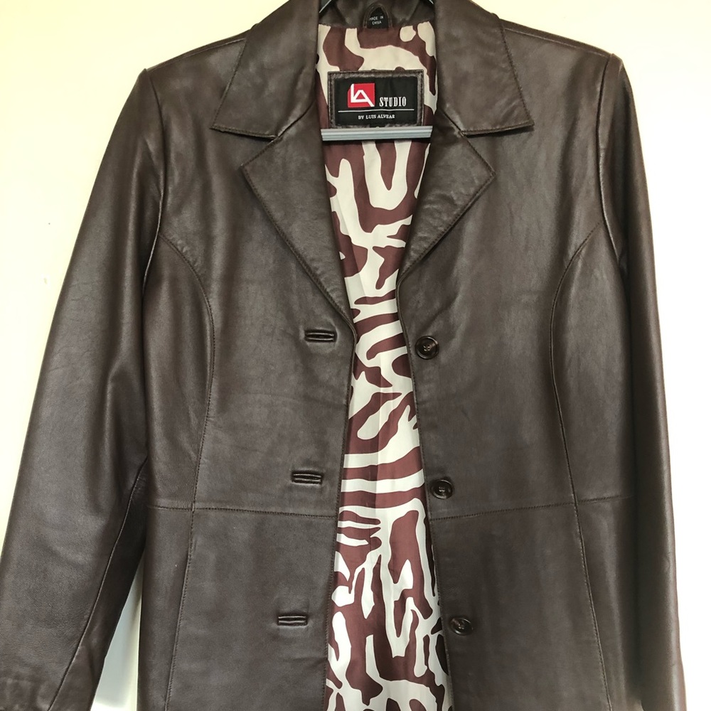 Brown genuine leather jacket.